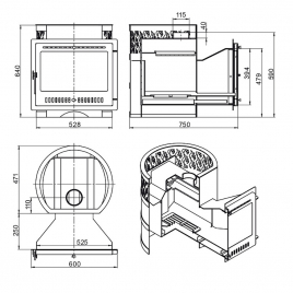 Дровяная печь ВЕЗУВИЙ Лава 16 Панорама М 2022