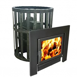 Печь-камин для бани Березка Воевода 20 Флагман сетчатый кожух