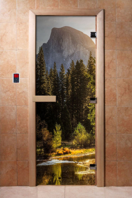Стеклянные двери DoorWood с фотопечатью А090, коробка ольха